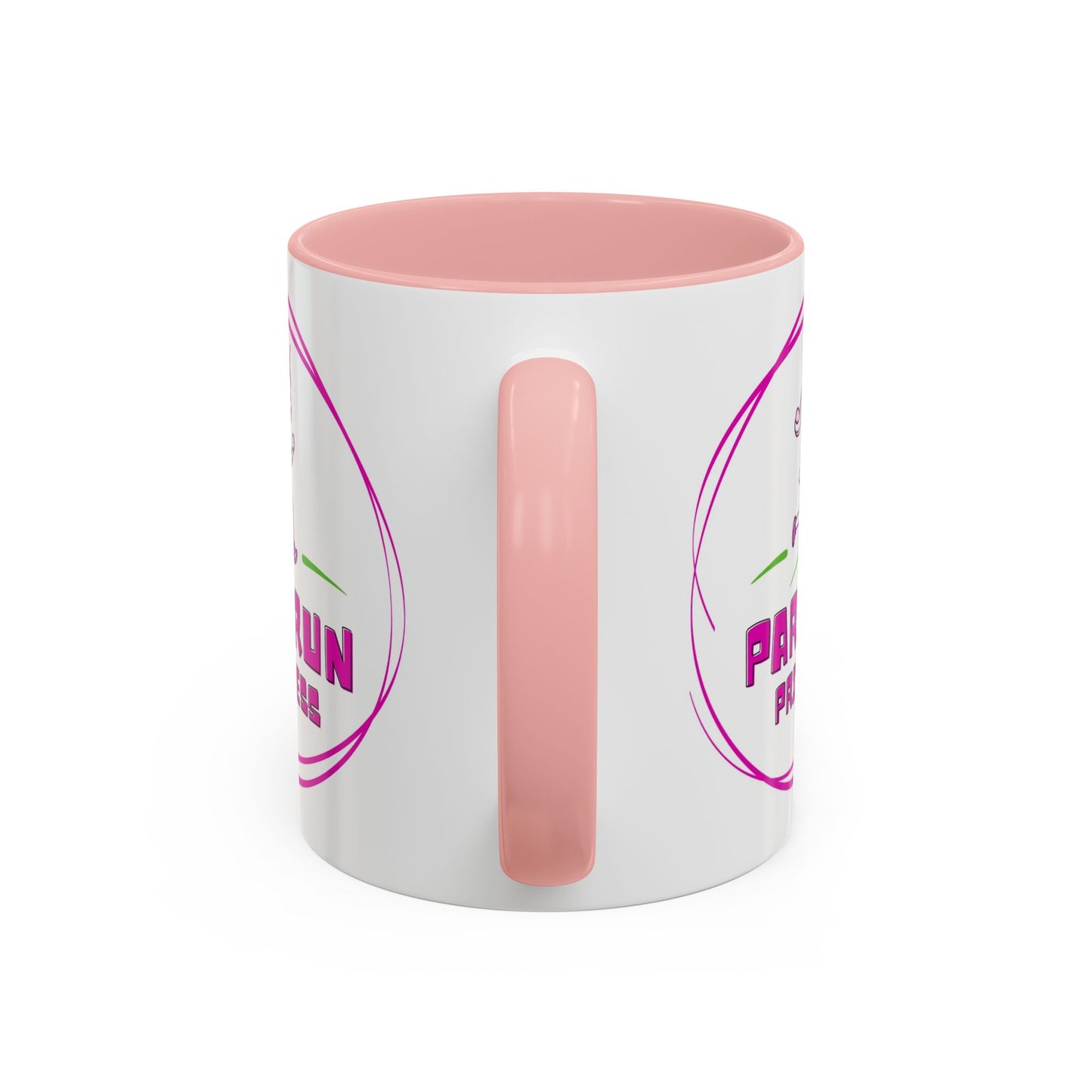 "White ceramic mug with 'Parkrun Princess' text design for running enthusiasts"
