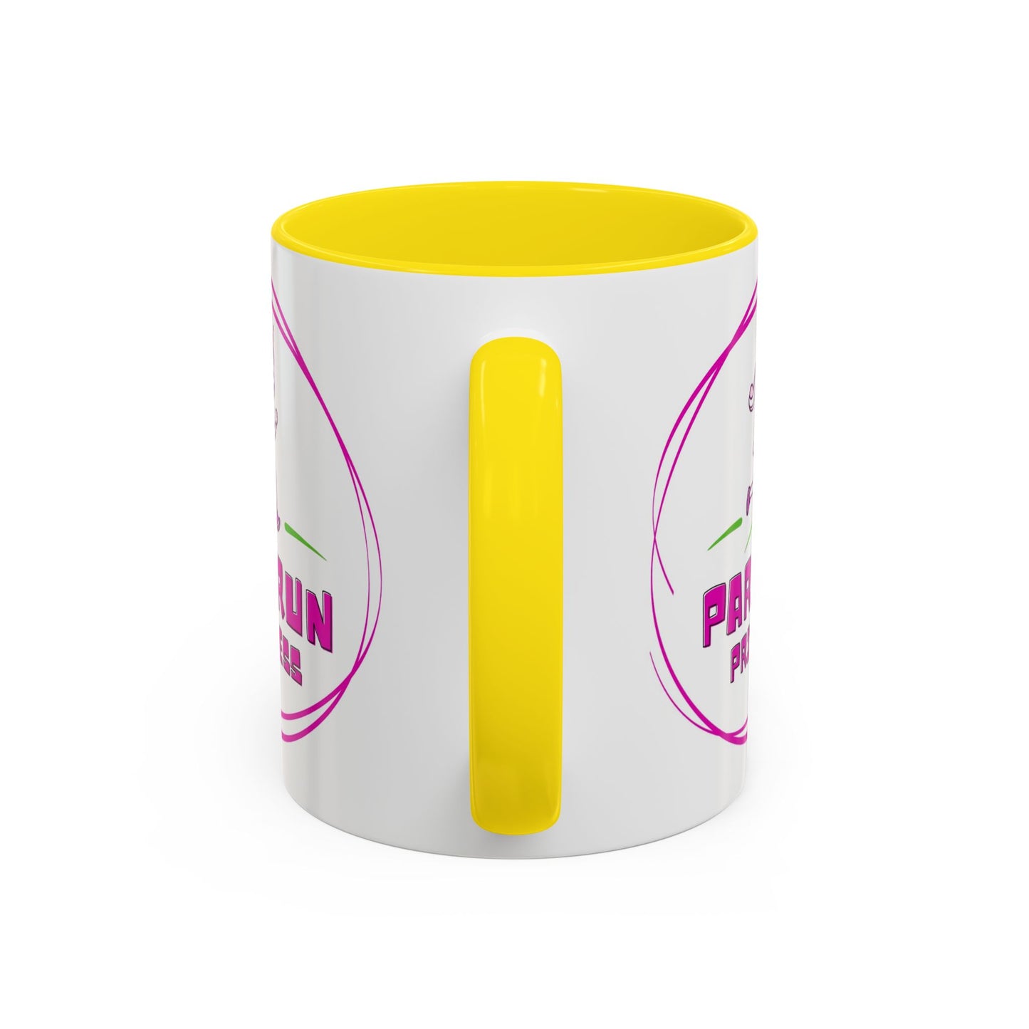 "White ceramic mug with 'Parkrun Princess' text design for running enthusiasts"