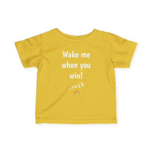 Unique Running Gift | Wake Me When You Win! | Cute Toddler Infant T-shirt |Baby Race Day T-shirt.