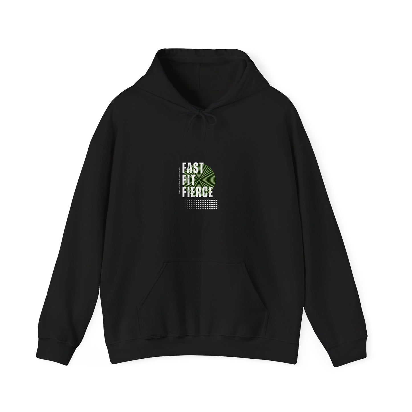 "Unisex heavy blend hoodie with motivational running text for athletes"