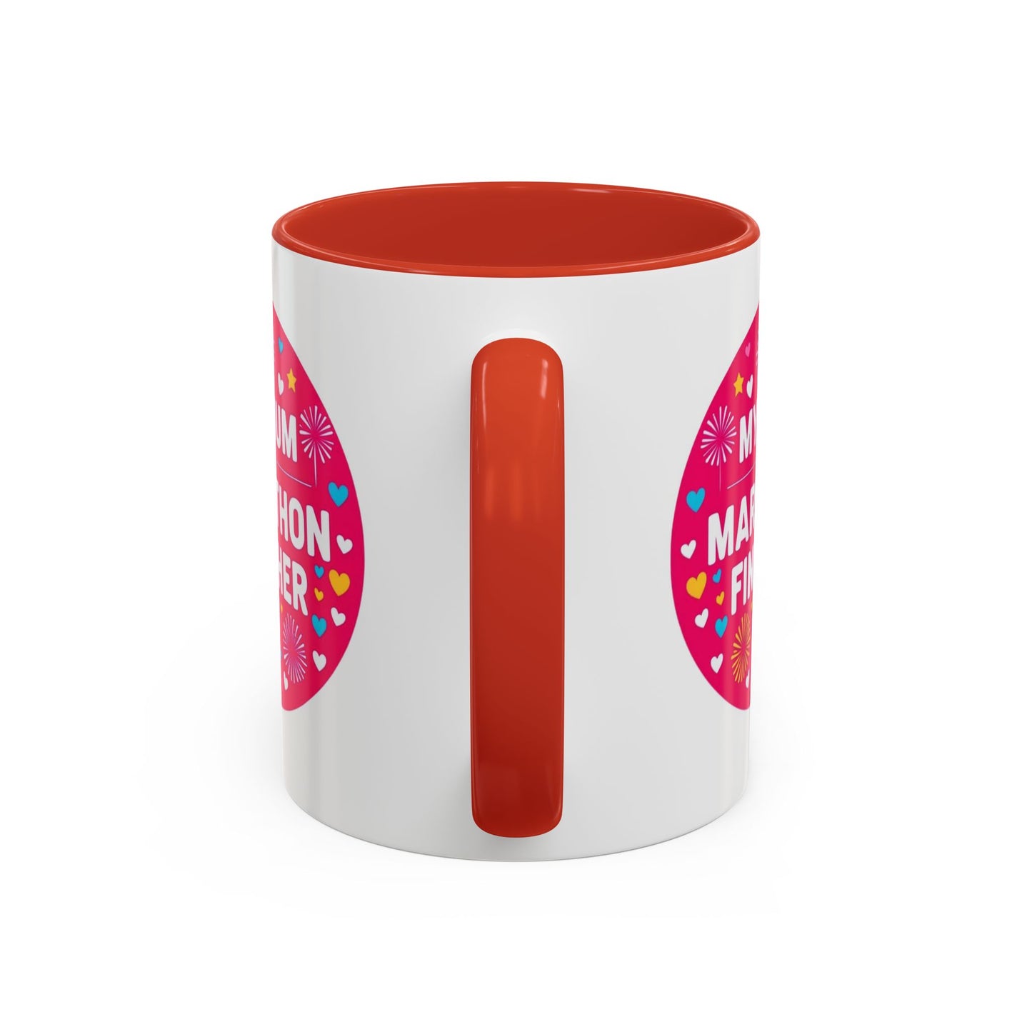 Marathon Finisher Mum mug side view showing inspirational text design
