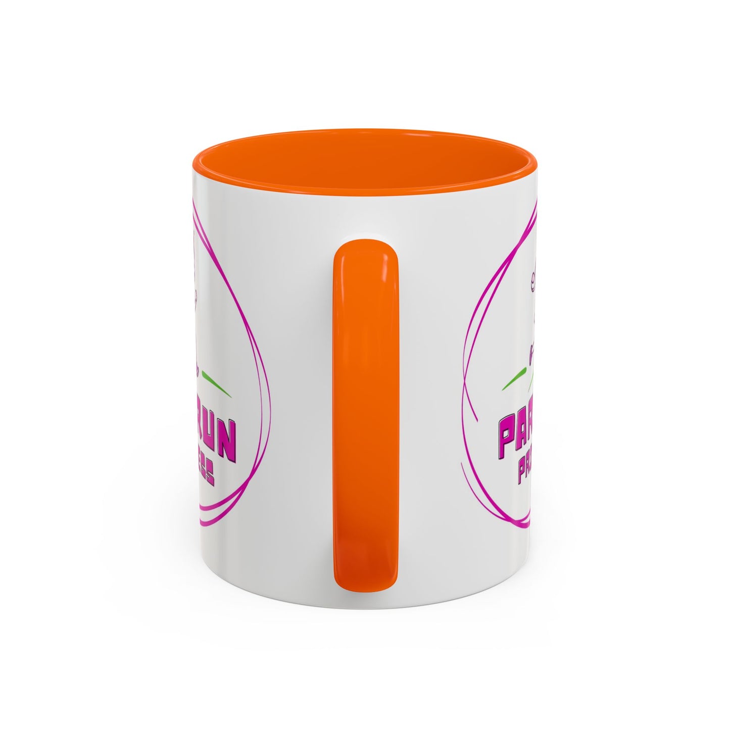 "White ceramic mug with 'Parkrun Princess' text design for running enthusiasts"