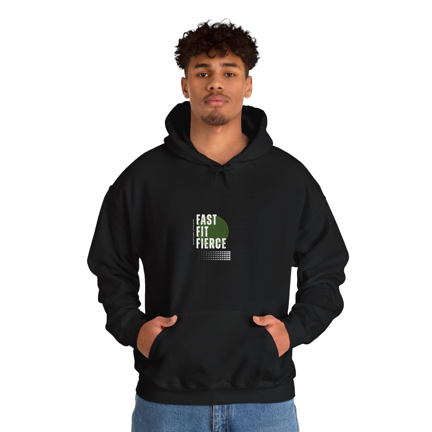 "Unisex heavy blend hoodie with motivational running text for athletes"