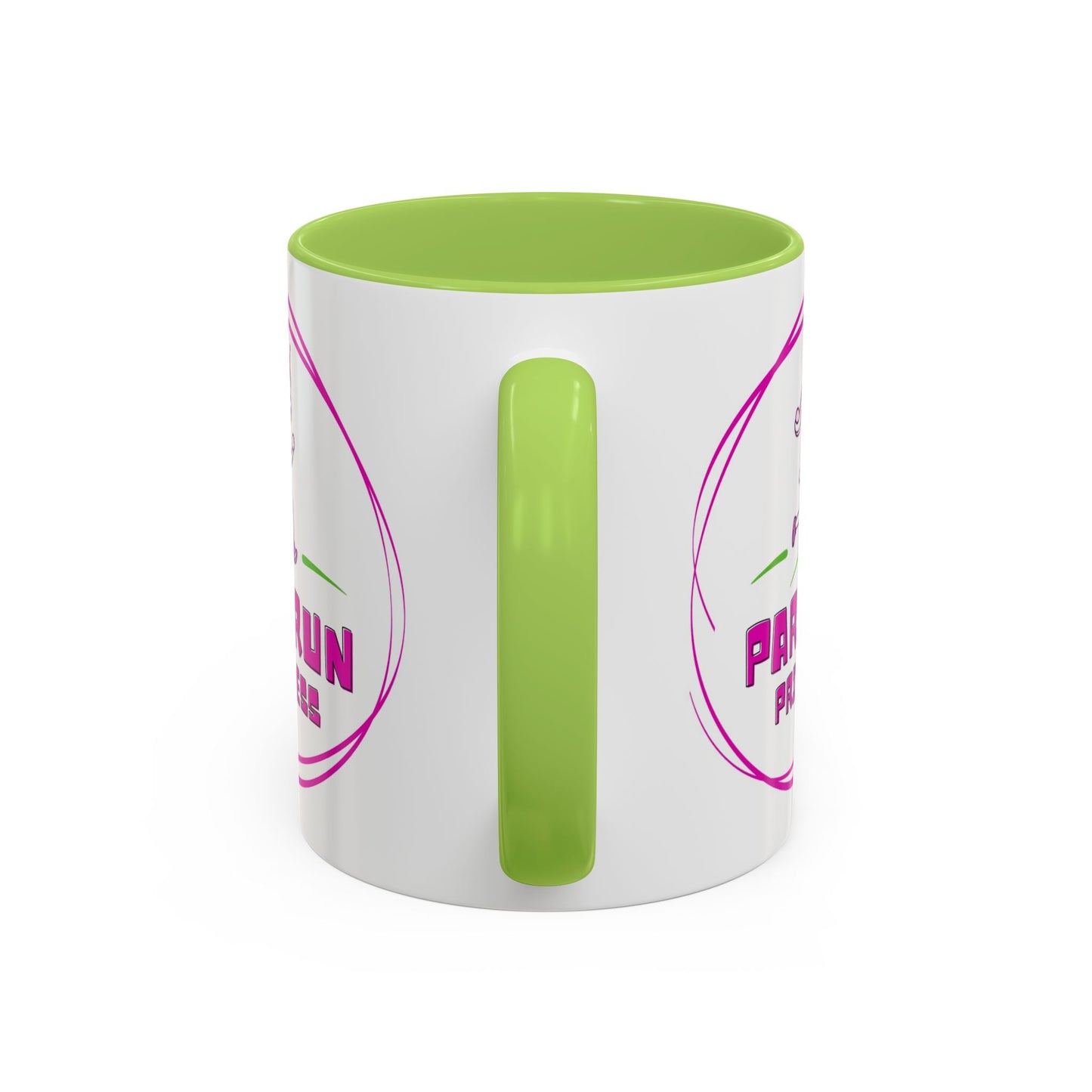 "White ceramic mug with 'Parkrun Princess' text design for running enthusiasts"