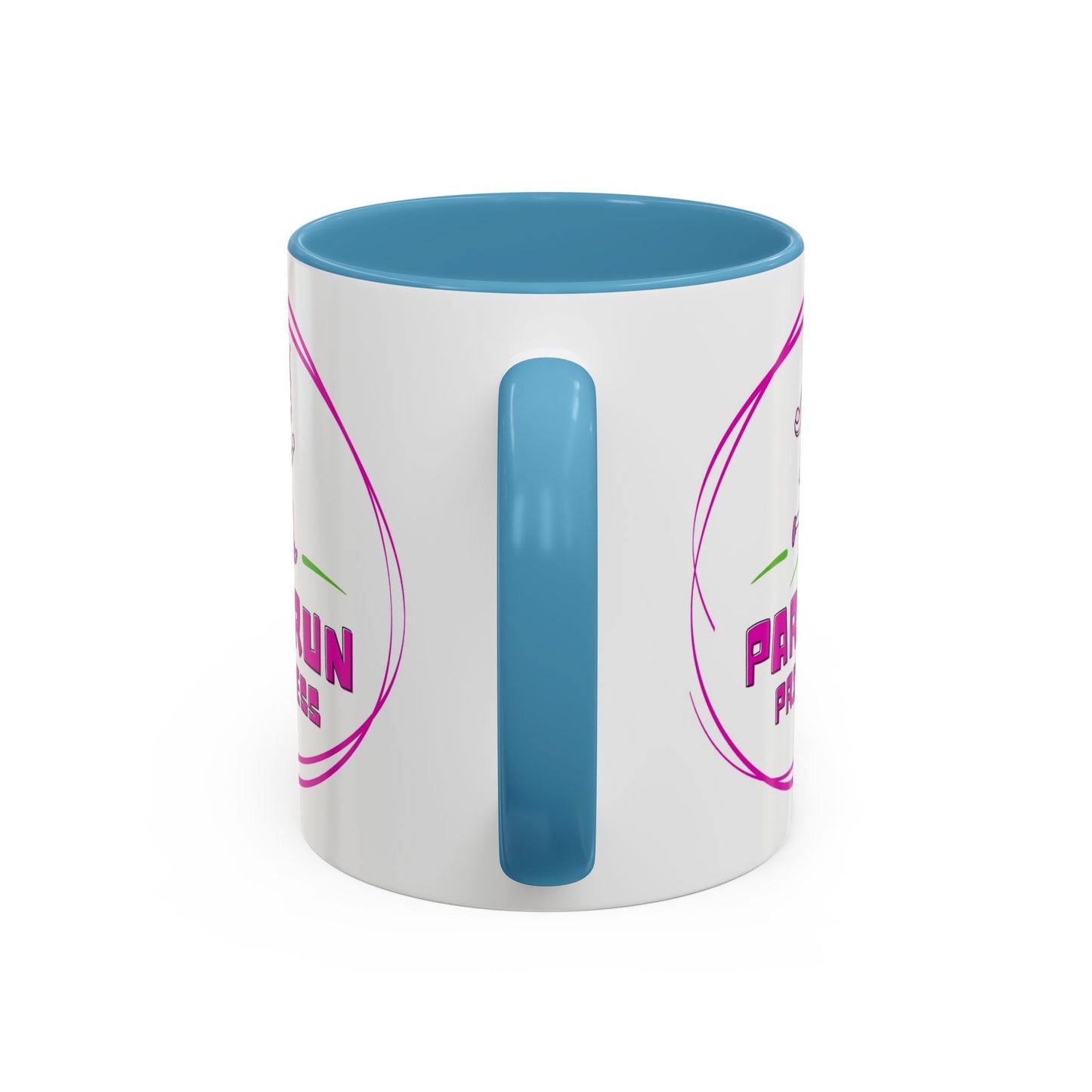 "White ceramic mug with 'Parkrun Princess' text design for running enthusiasts"