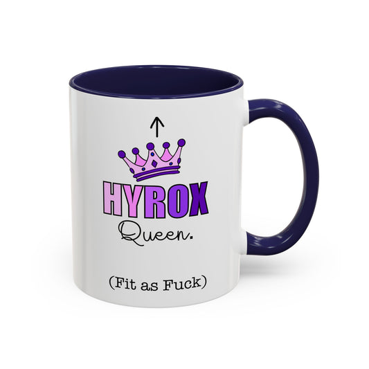 HYROX Queen Fit as F*ck - Accent Coffee Mug | HYROX Lovers |Fitness Motivation | Birthday Gifts | Coffee Lovers.