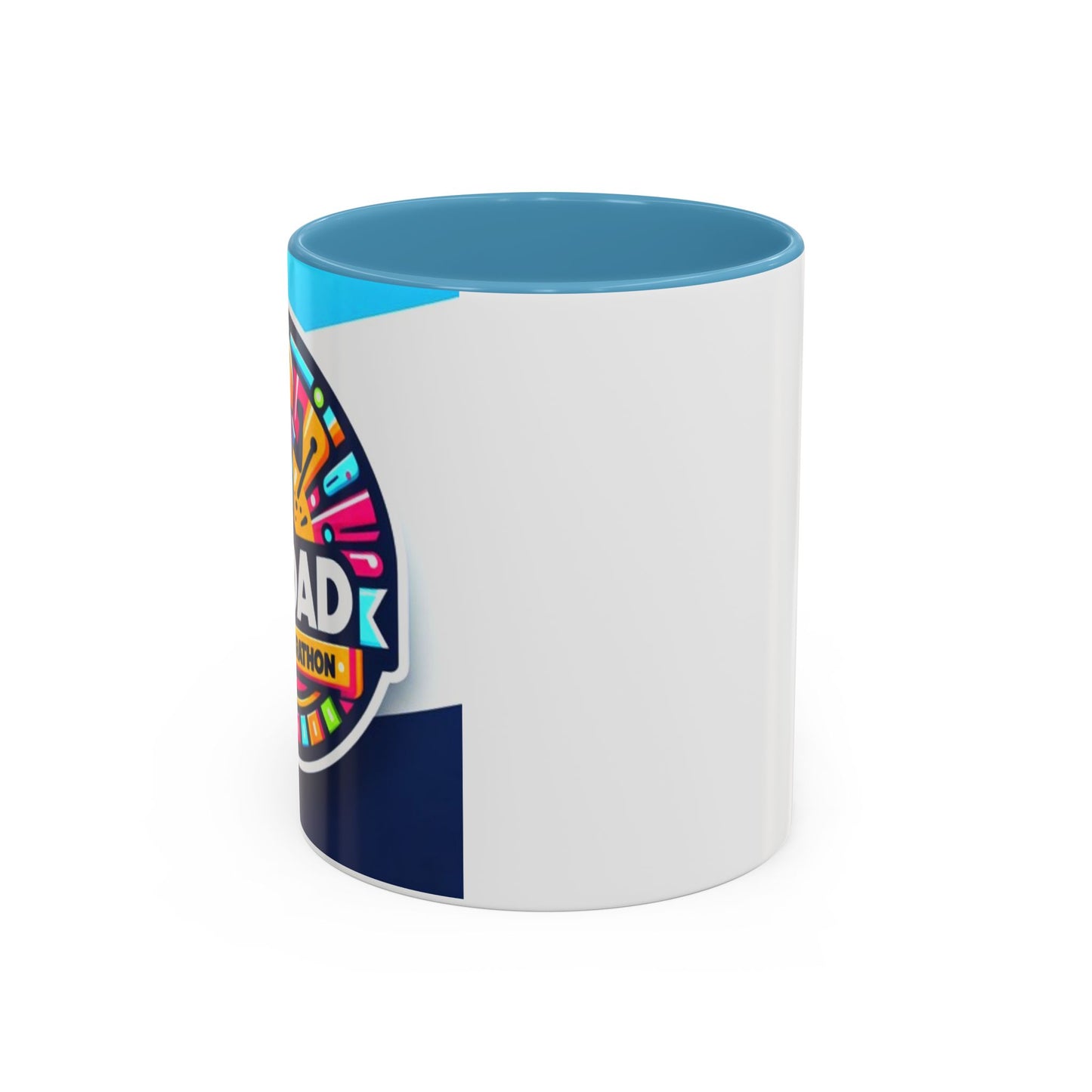 "White ceramic mug with red contrast 'My Dad Ran a Marathon' text celebrating father's achievement"
