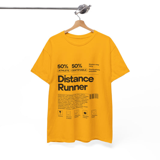 "Cotton tee featuring 50% athlete 50% certifiable distance runner humour