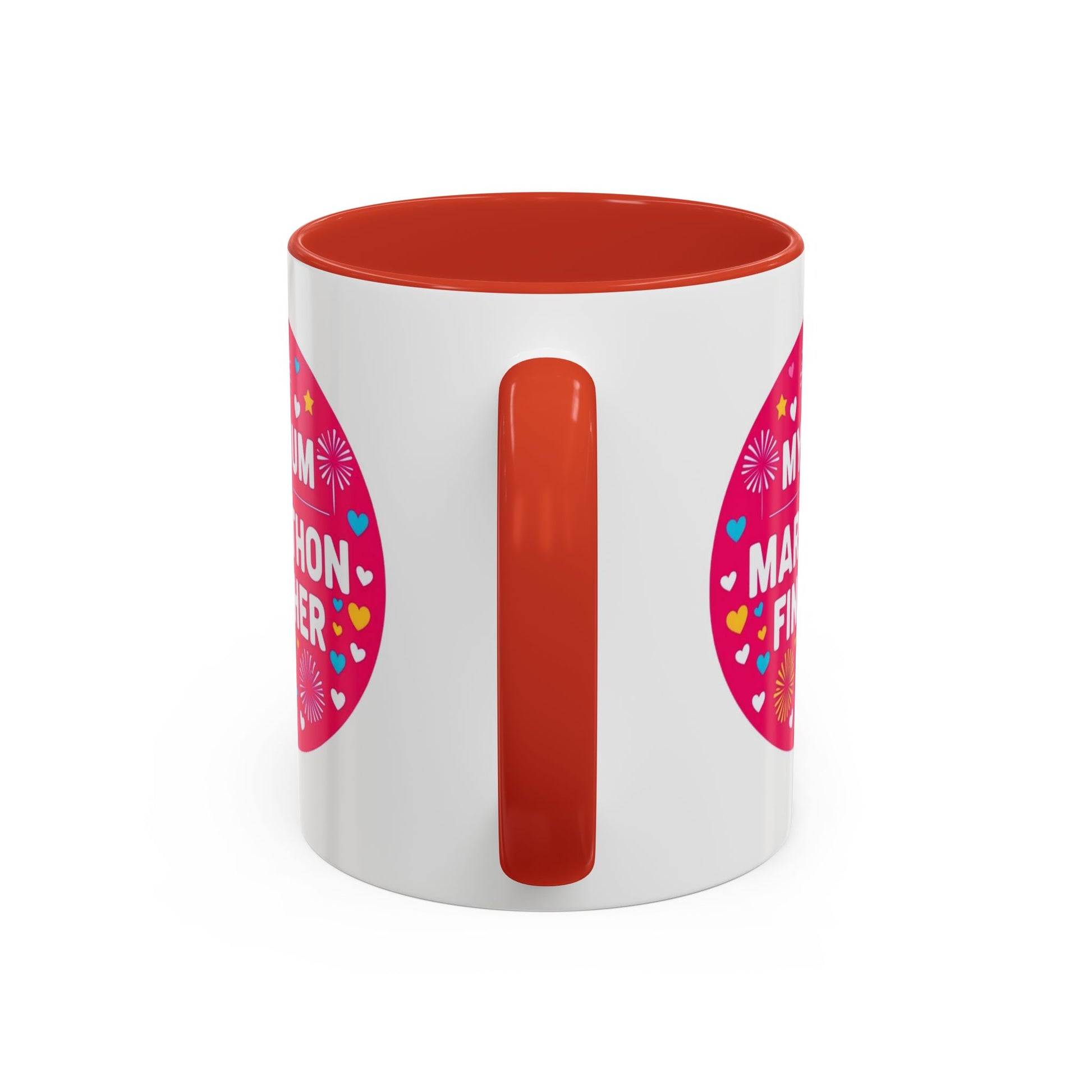 Marathon Finisher Mum mug side view showing inspirational text design