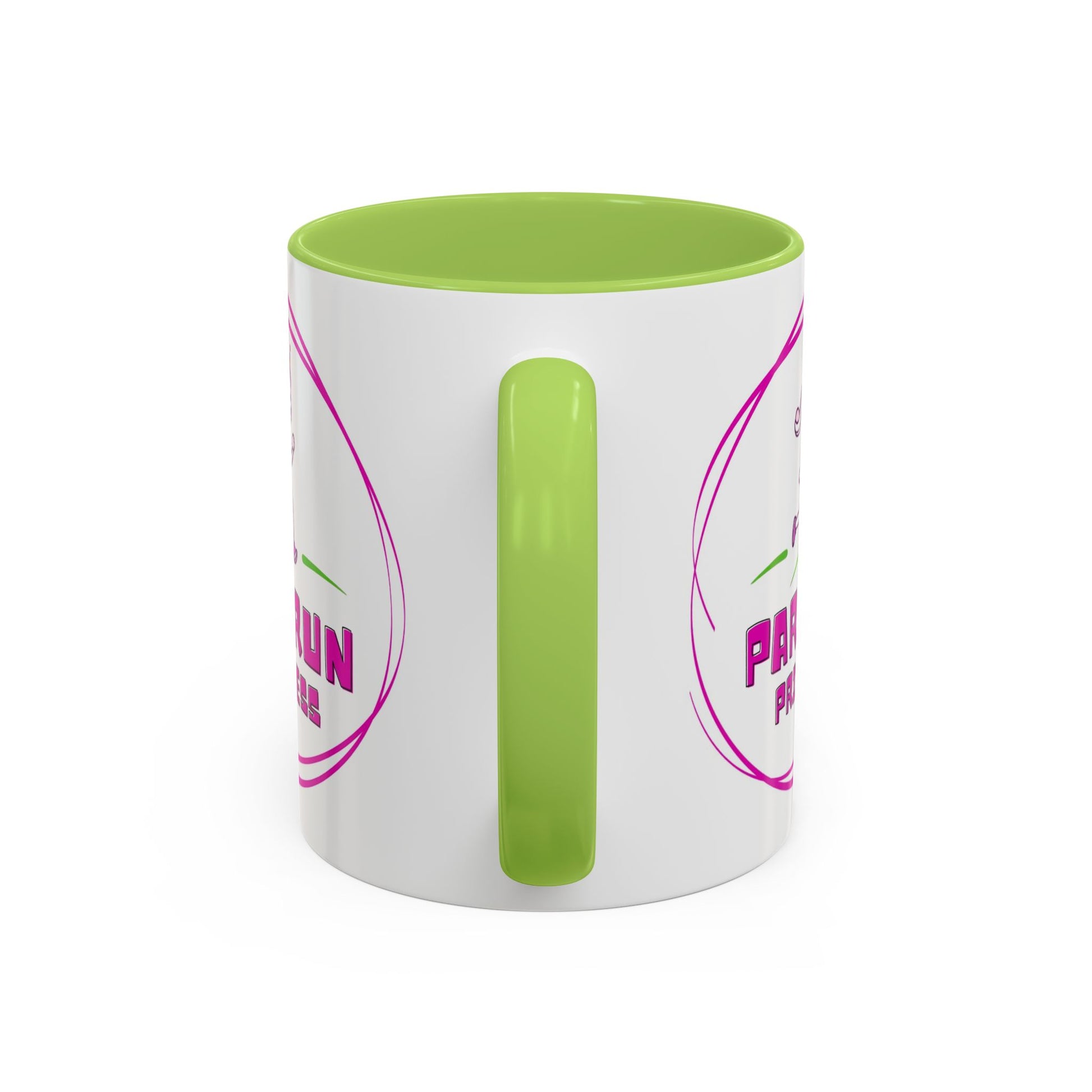 "White ceramic mug with 'Parkrun Princess' text design for running enthusiasts"