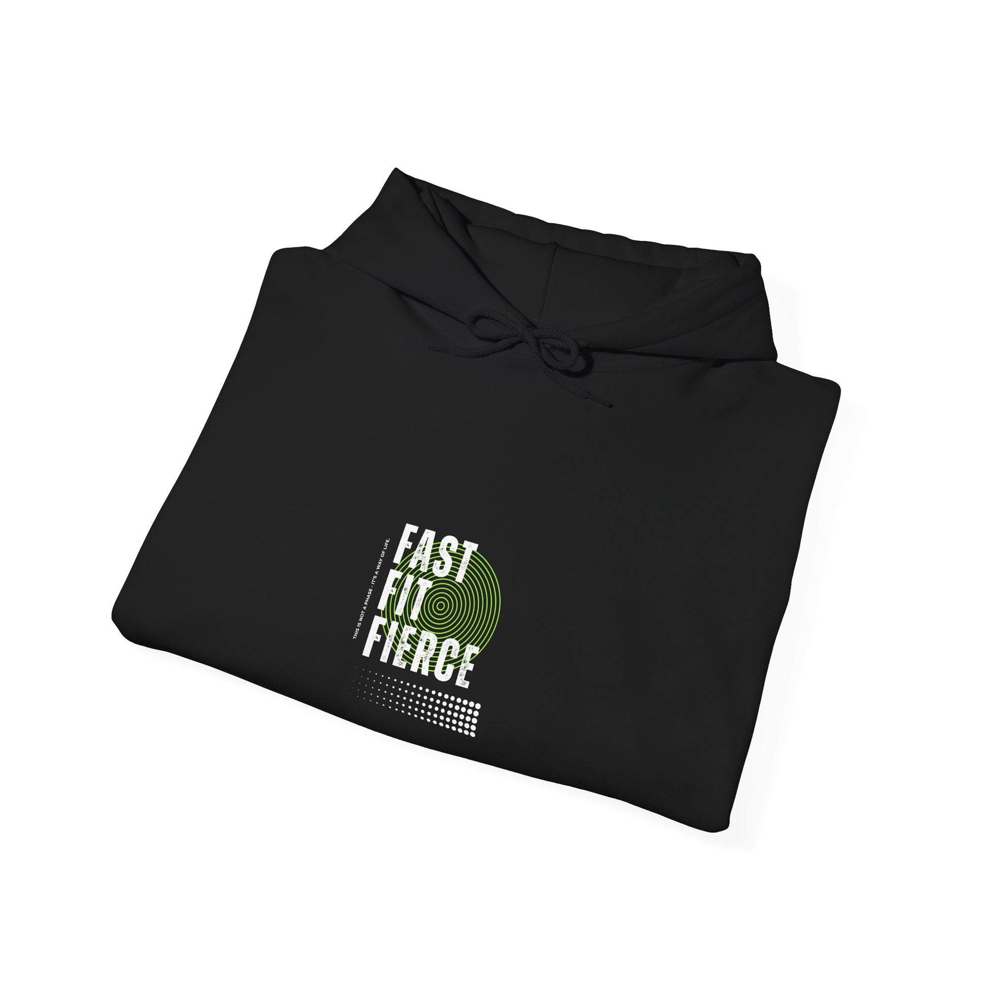 "Folded Unisex heavy blend hoodie with motivational running text for athletes"