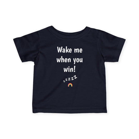Unique Running Gift | Wake Me When You Win! | Cute Toddler Infant T-shirt |Baby Race Day T-shirt.